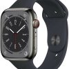 Apple Watch Series 8 MediaMarkt Apple Watch Series 84G 45mm Edelstahl Graphit Sportarmband Mitternacht