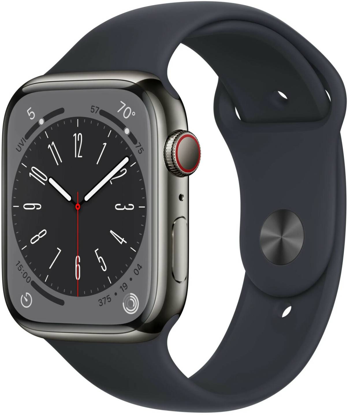 Apple Watch Series 8 MediaMarkt Apple Watch Series 84G 45mm Edelstahl Graphit Sportarmband Mitternacht